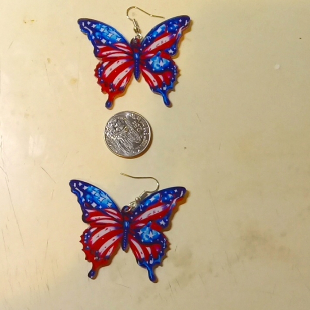 Patriotic Butterfly Earrings